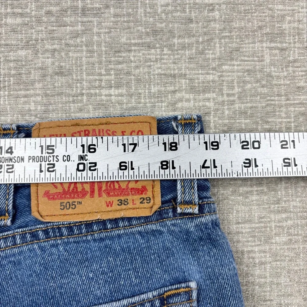 Levis 505 Mens 38x29 Light Distress Jeans Thigh Fade ** Vintage Style ** Denim